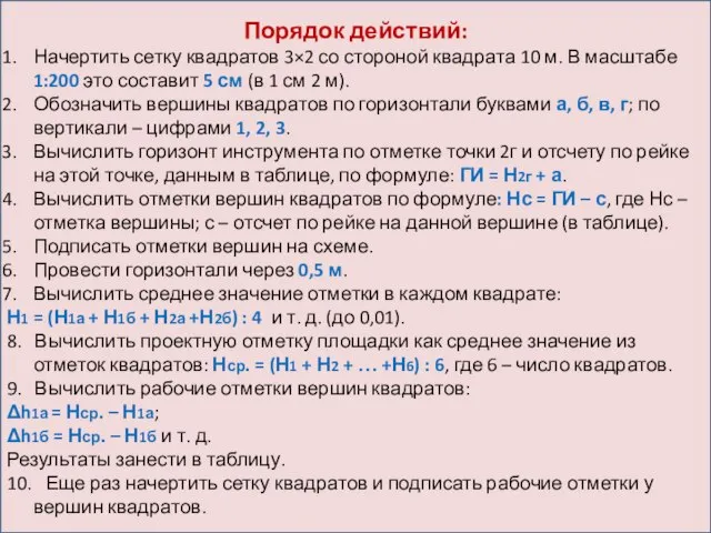 Порядок действий: Начертить сетку квадратов 3×2 со стороной квадрата 10 м.