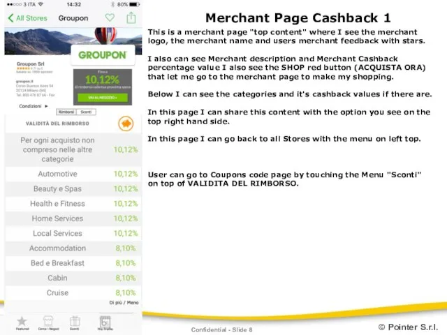 Confidential - Slide Merchant Page Cashback 1 This is a merchant