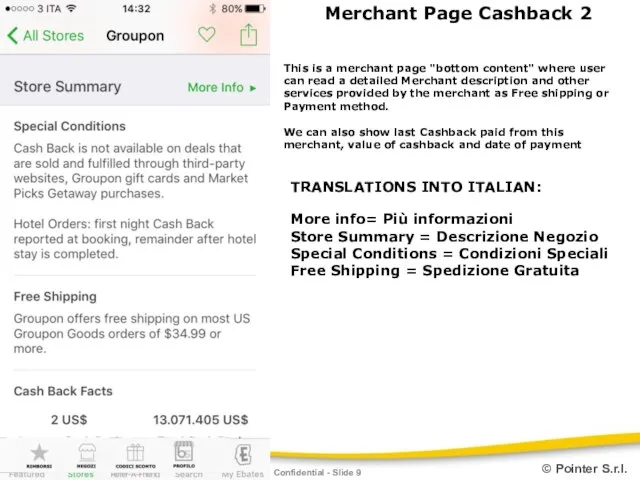 Confidential - Slide Merchant Page Cashback 2 This is a merchant