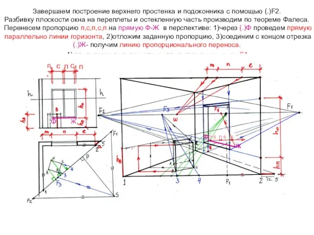 Завершаем построение верхнего простенка и подоконника с помощью (.)F2. Разбивку плоскости