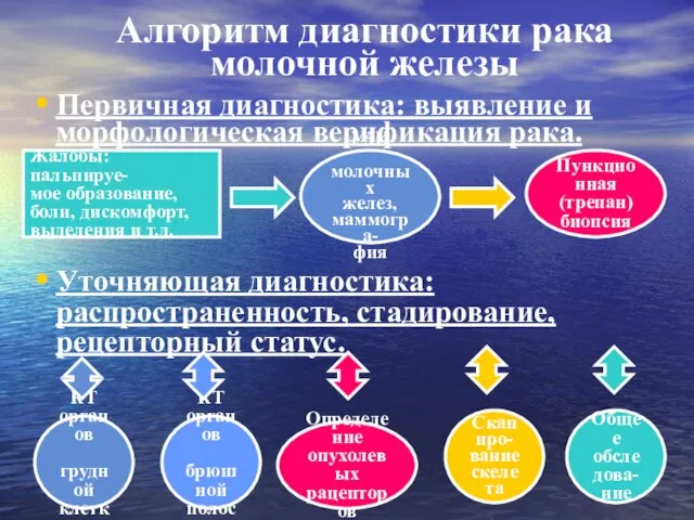 Алгоритм диагностики рака молочной железы Первичная диагностика: выявление и морфологическая верификация