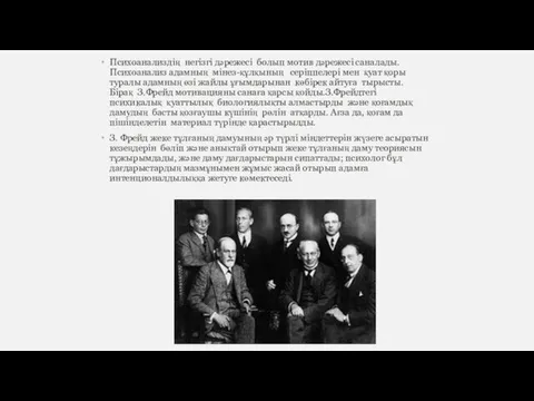 Психоанализдің негізгі дәрежесі болып мотив дәрежесі саналады. Психоанализ адамның мінез-құлқының серіппелері