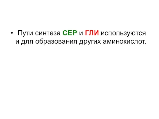 Пути синтеза СЕР и ГЛИ используются и для образования других аминокислот.