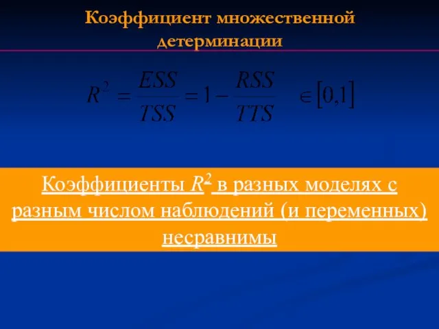 Коэффициенты R2 в разных моделях с разным числом наблюдений (и переменных) несравнимы