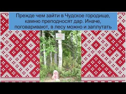 Прежде чем зайти в Чудское городище, камню преподносят дар. Иначе, поговаривают, в лесу можно и заплутать