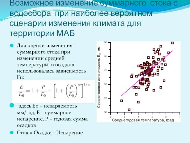 Возможное изменение суммарного стока с водосбора при наиболее вероятном сценарии изменения