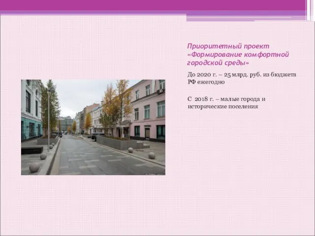 Приоритетный проект «Формирование комфортной городской среды» До 2020 г. – 25