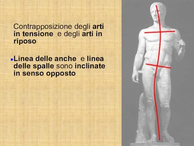 Contrapposizione degli arti in tensione e degli arti in riposo Linea