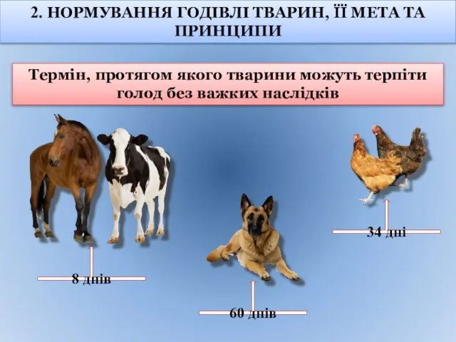 2. НОРМУВАННЯ ГОДІВЛІ ТВАРИН, ЇЇ МЕТА ТА ПРИНЦИПИ Термін, протягом якого