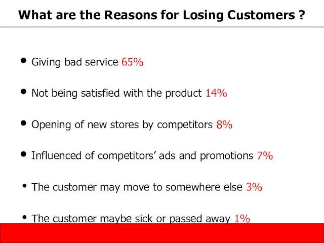 What are the Reasons for Losing Customers ? Giving bad service