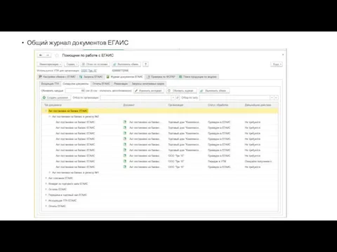 Общий журнал документов ЕГАИС