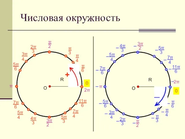 Числовая окружность О R π 2π 0