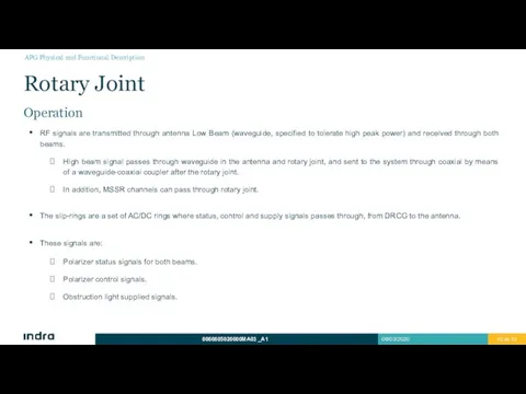 Rotary Joint Operation RF signals are transmitted through antenna Low Beam