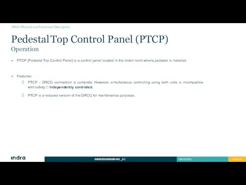 PTCP (Pedestal Top Control Panel) is a control panel located in