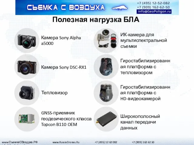 Полезная нагрузка БЛА Камера Sony Alpha a5000 Камера Sony DSC-RX1 Тепловизор