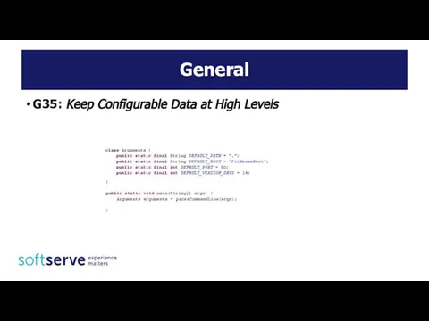 General G35: Keep Configurable Data at High Levels