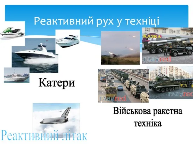 Реактивний рух у техніці Катери Реактивний літак Військова ракетна техніка