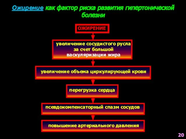 Ожирение как фактор риска развития гипертонической болезни ОЖИРЕНИЕ увеличение сосудистого русла