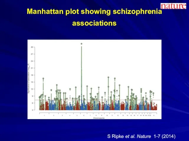 Manhattan plot showing schizophrenia associations S Ripke et al. Nature 1-7 (2014)