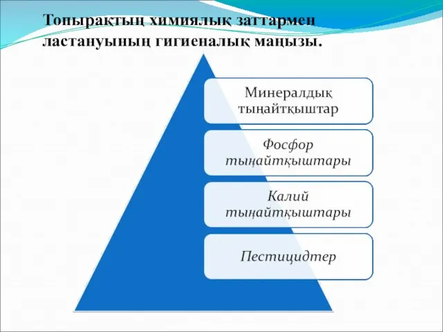 Топырақтың химиялық заттармен ластануының гигиеналық маңызы.