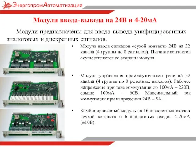 Модуль ввода сигналов «сухой контакт» 24В на 32 канала (4 группы