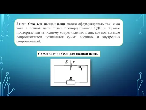 Закон Ома для полной цепи можно сформулировать так: сила тока в