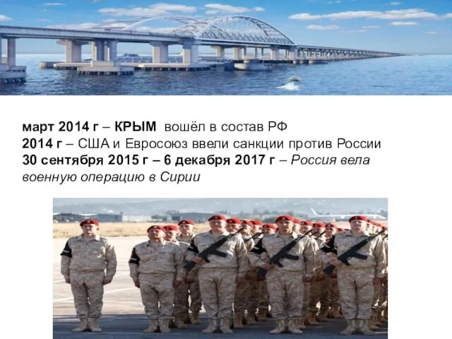 март 2014 г – КРЫМ вошёл в состав РФ 2014 г