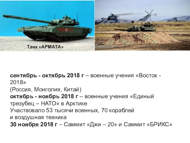 сентябрь - октябрь 2018 г – военные учения «Восток - 2018»