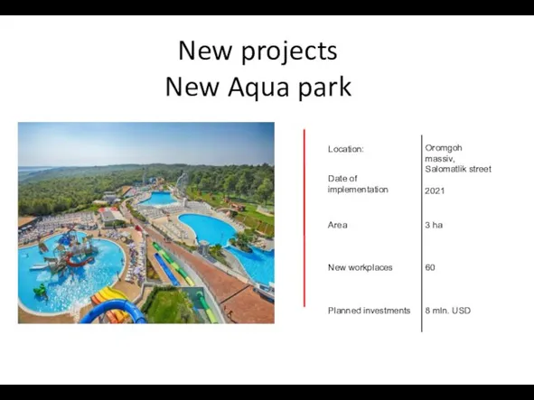 New projects New Aqua park