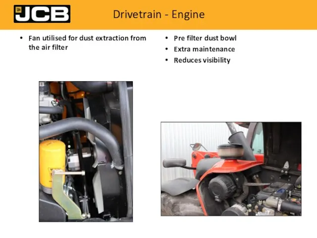 Drivetrain - Engine Fan utilised for dust extraction from the air