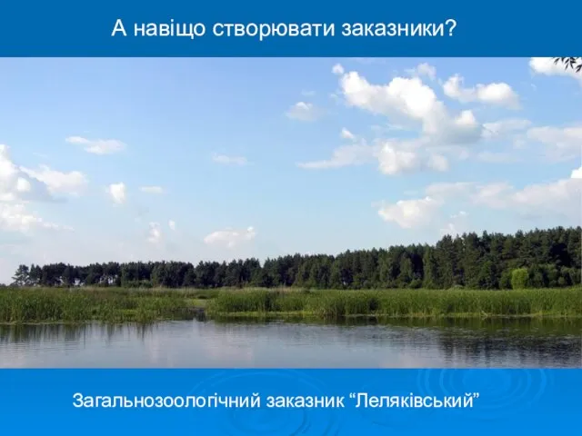 Загальнозоологічний заказник “Леляківський” А навіщо створювати заказники?