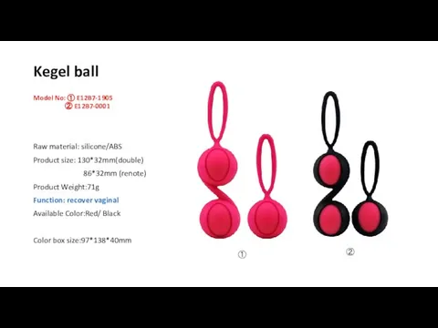 Kegel ball Model No: ① E12B7-1905 ② E12B7-0001 Raw material: silicone/ABS