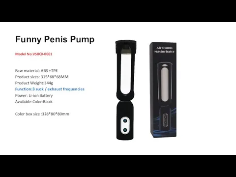 Funny Penis Pump Model No:V58C0-0001 Raw material: ABS +TPE Product sizes: