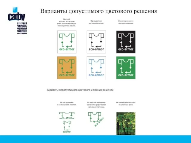 Варианты допустимого цветового решения