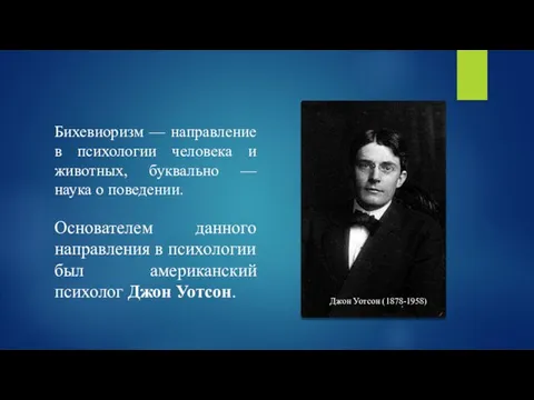 Бихевиоризм — направление в психологии человека и животных, буквально — наука