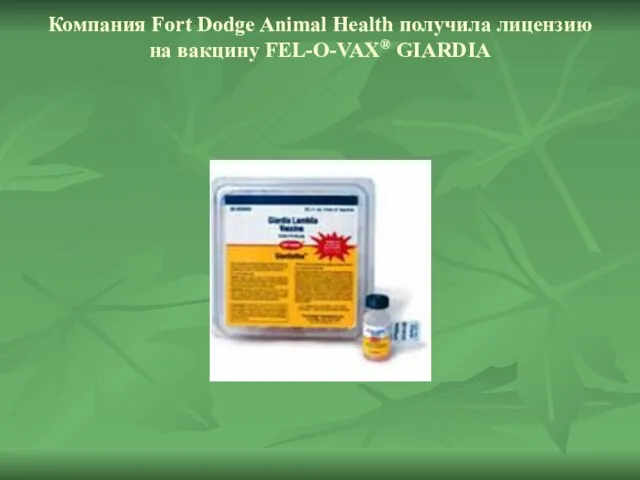 Компания Fort Dodge Animal Health получила лицензию на вакцину FEL-O-VAX® GIARDIA