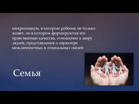 микросоциум, в котором ребенок не только живет, но в котором формируются