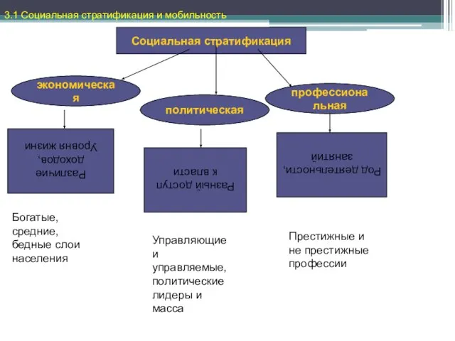 Социальная стратификация экономическая политическая профессиональная Различие доходов, Уровня жизни Род деятельности,