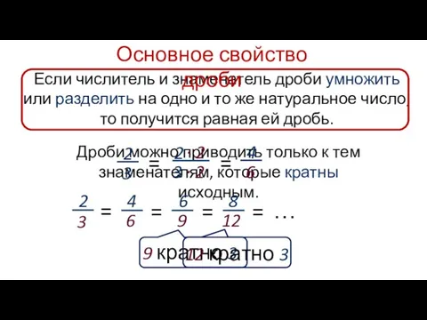 Дроби можно приводить только к тем знаменателям, которые кратны исходным. Если