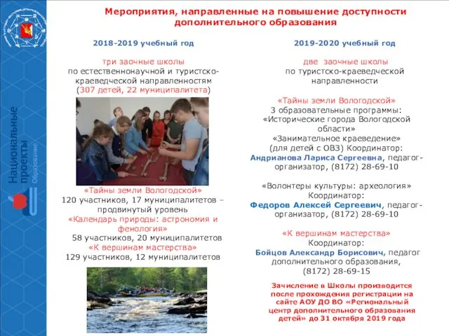 Мероприятия, направленные на повышение доступности дополнительного образования 2018-2019 учебный год три