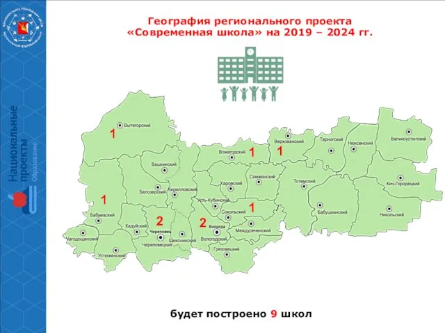 География регионального проекта «Современная школа» на 2019 – 2024 гг. будет