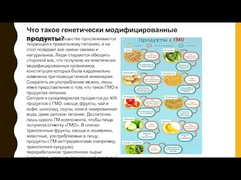 Что такое генетически модифицированные продукты? В современном обществе прослеживается тенденция к