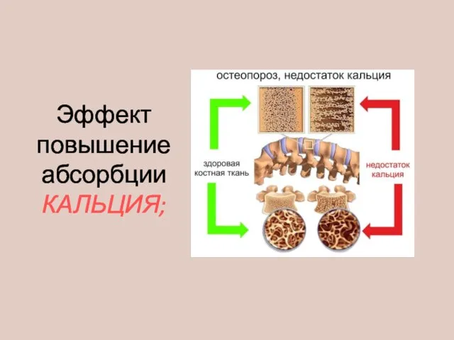 Эффект повышение абсорбции КАЛЬЦИЯ;