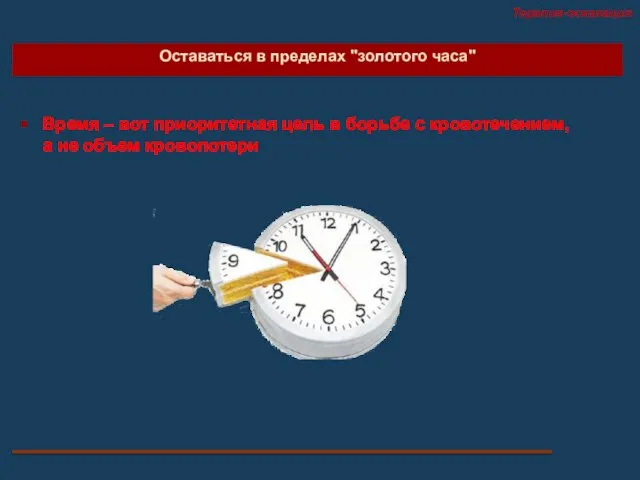 Оставаться в пределах "золотого часа" Терапия-эскалация Время – вот приоритетная цель