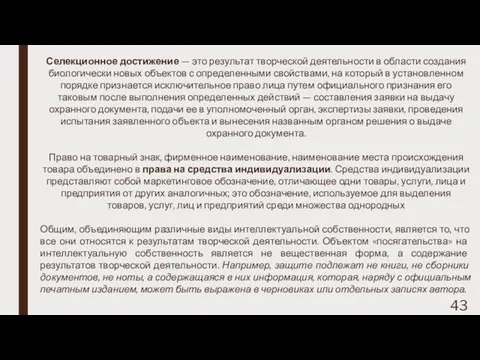 Селекционное достижение — это результат творческой деятельности в области создания биологически