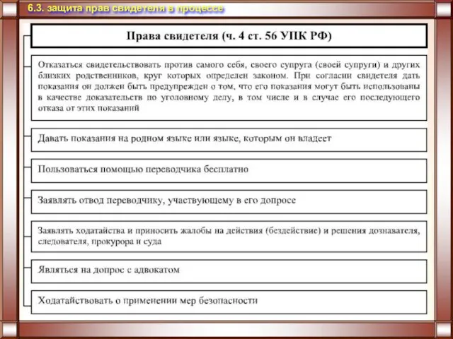 6.3. защита прав свидетеля в процессе