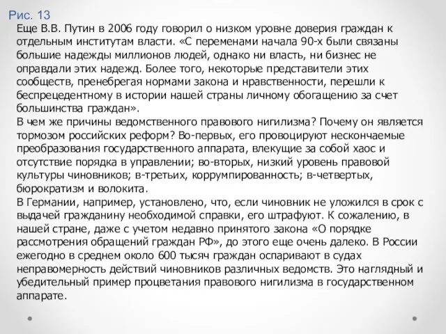 Рис. 13 Еще В.В. Путин в 2006 году говорил о низком