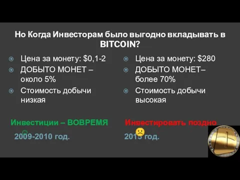 Но Когда Инвесторам было выгодно вкладывать в BITCOIN? 2009-2010 год. Цена