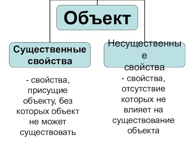 - свойства, присущие объекту, без которых объект не может существовать -