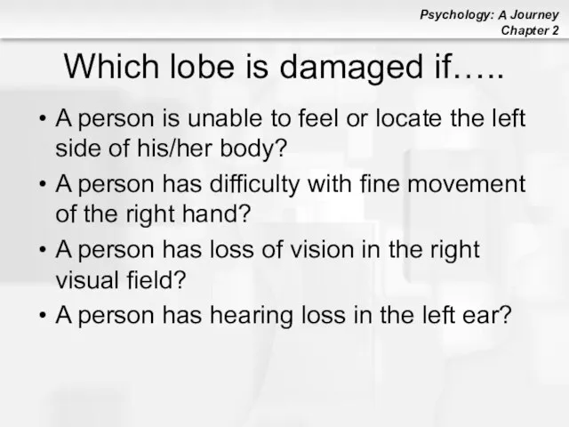 Which lobe is damaged if….. A person is unable to feel